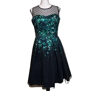 Chetta B Green and black dress